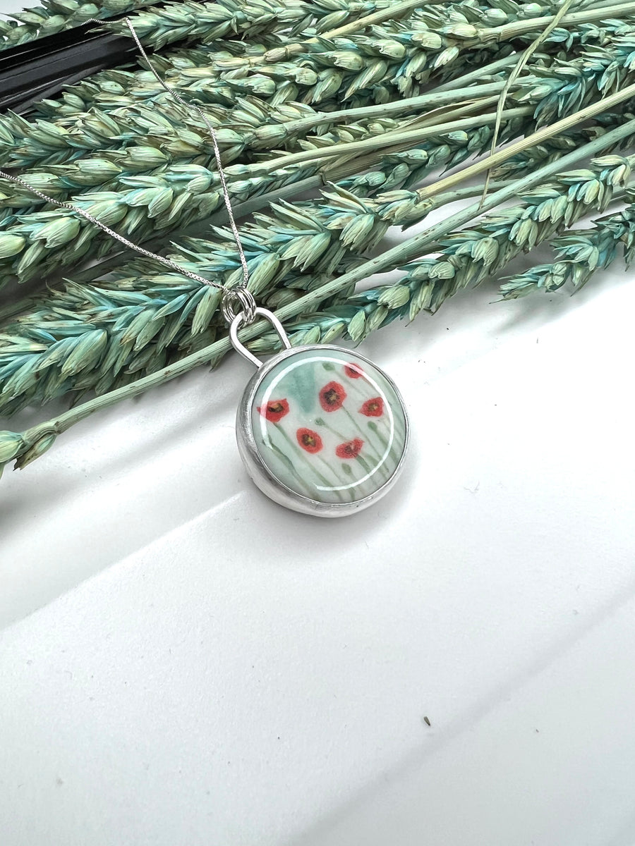 One of a Kind - Porcelain Poppy Pendant - MARTINIJewels