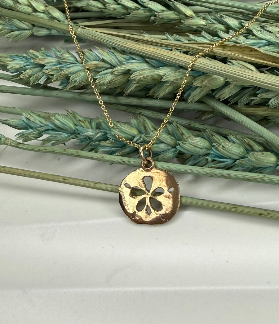 Nautical - Maine  - 14K Gold Small Sand Dollar Necklace - MARTINIJewels
