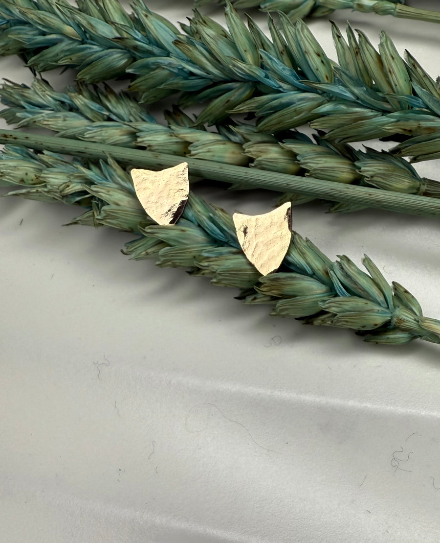 14K Gold Shield Post Earrings - MARTINIJewels
