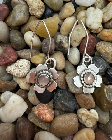 One of a Kind - Pink Chalcedony Flower Earrings - MARTINIJewels