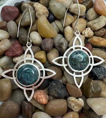 One of a Kind - Natural Tibetan Turquoise Witch's Knot Earrings - MARTINIJewels