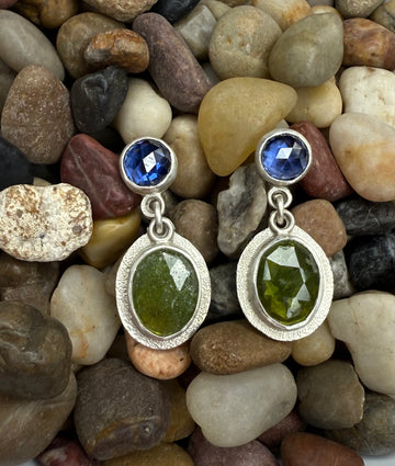 One of a Kind - Tanzanite and Vesuviante Post Earrings - MARTINIJewels
