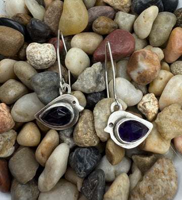 One of a Kind - Amethyst Songbird Earrings - MARTINIJewels