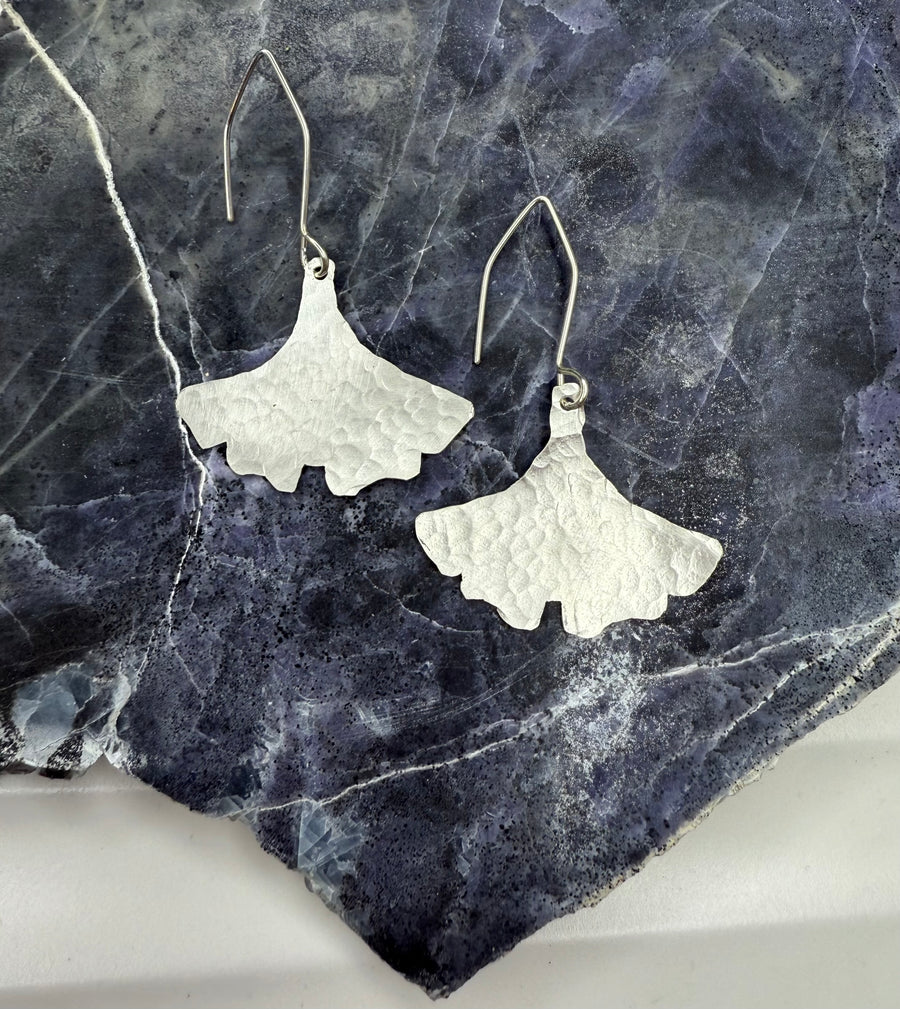 How Does Your Garden Grow - Ginkgo Leaf Earrings in Recycled Sterling Silver - MARTINIJewels