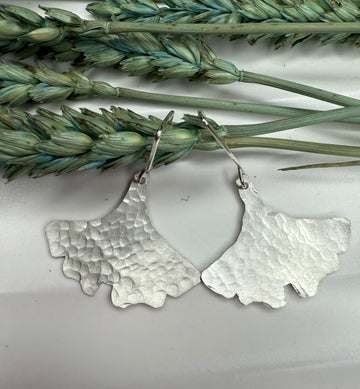 How Does Your Garden Grow - Ginkgo Leaf Earrings in Recycled Sterling Silver - MARTINIJewels