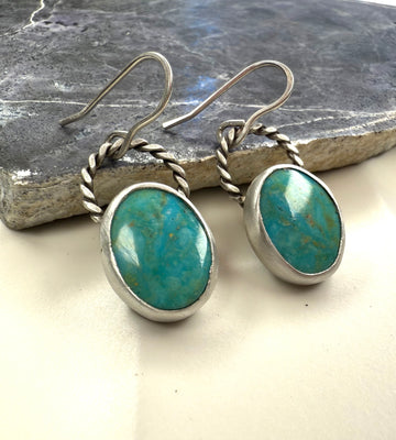 Old Mine Kingman Turquoise Oval Earrings - MARTINIJewels