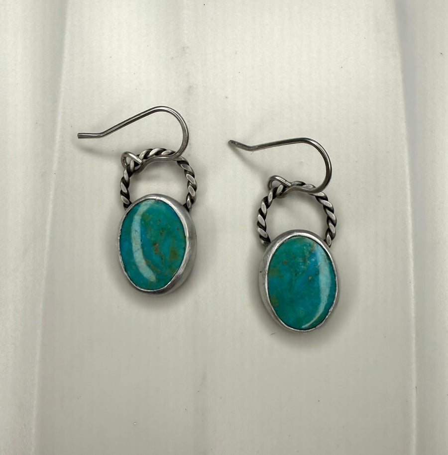 Old Mine Kingman Turquoise Oval Earrings