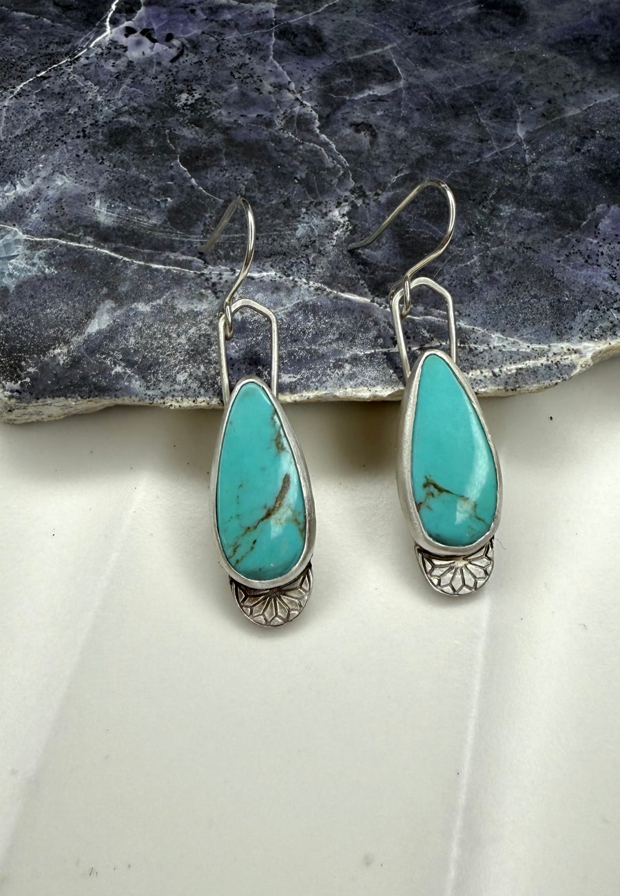 Kingman Turquoise Teardrop Earrings with Accent