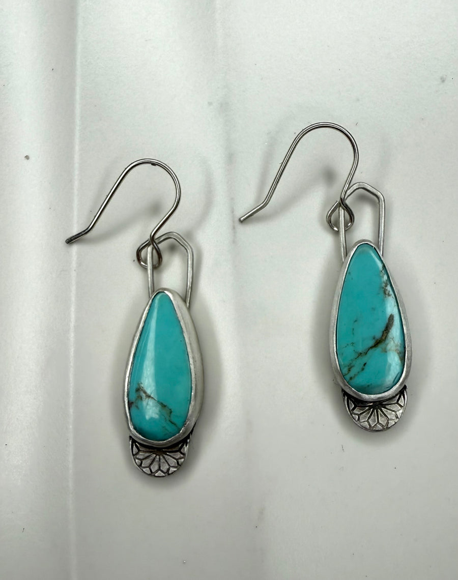 Kingman Turquoise Teardrop Earrings with Accent