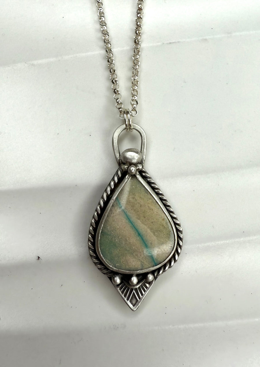 Petrified Wood with Blue Opal Pendant - MARTINIJewels