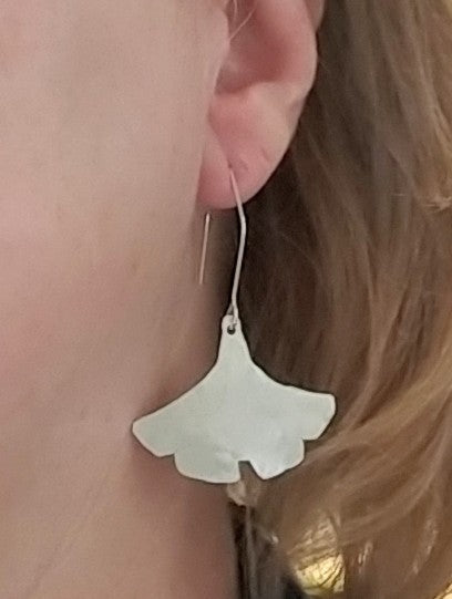 Botanical Series - Ginkgo Leaf Earrings in Recycled Sterling Silver - MARTINIJewels