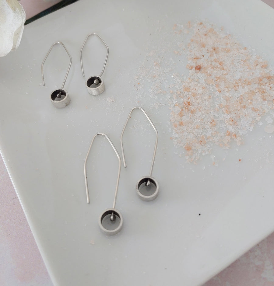 Minimalism Earrings - Small Kinetic Tube Dangle - MARTINIJewels