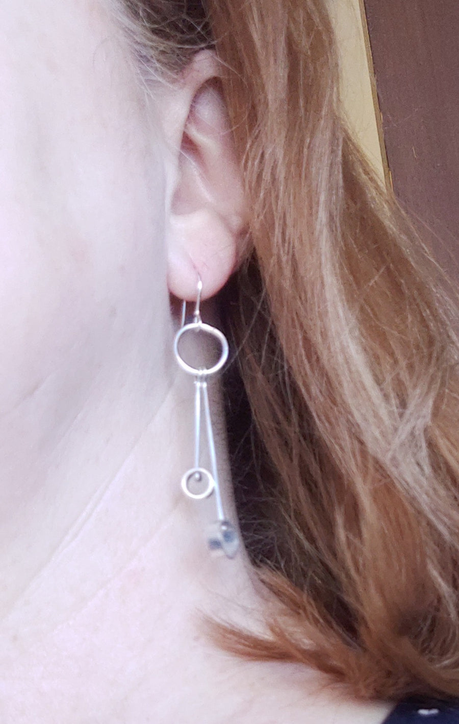Minimalism Earrings - Hoops with Double Cylinder Dangles - V26 - MARTINIJewels