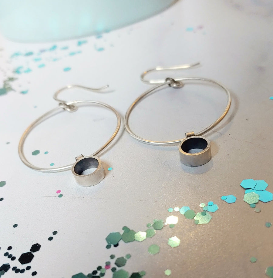 Minimalism Collection - Recycled Sterling Silver Hoops with Tube - 2 Sizes - V27 - MARTINIJewels