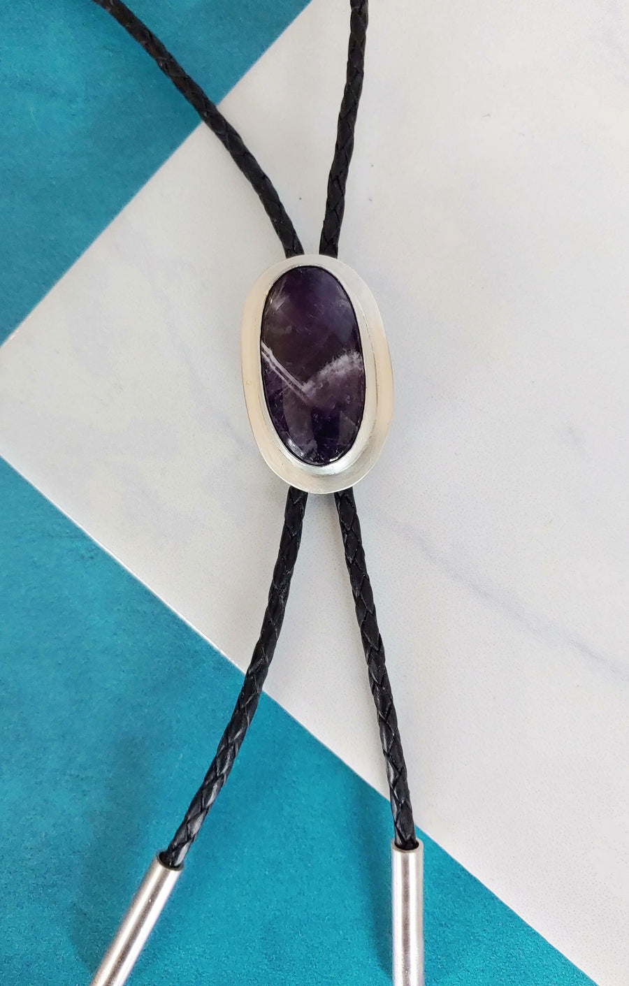 Bolo Tie - One of a Kind - Chevron Amethyst - MARTINIJewels