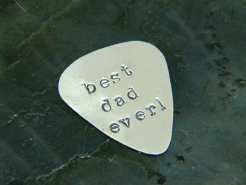 Guitar Pick, Custom Stamped from Recycled Sterling Silver - MARTINIJewels
