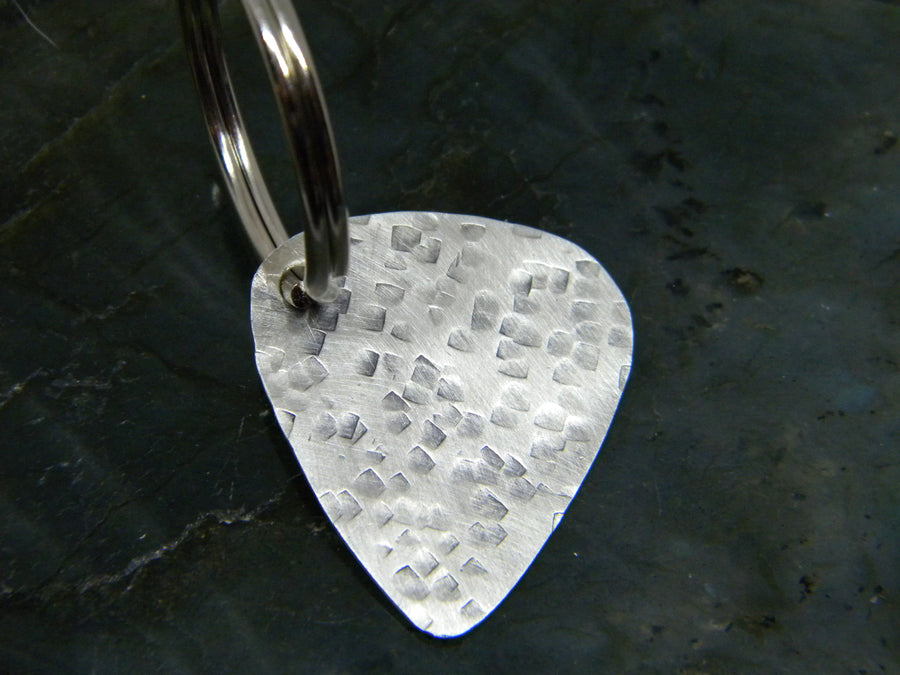 Guitar Pick Key Ring in Recycled Sterling Silver - MARTINIJewels
