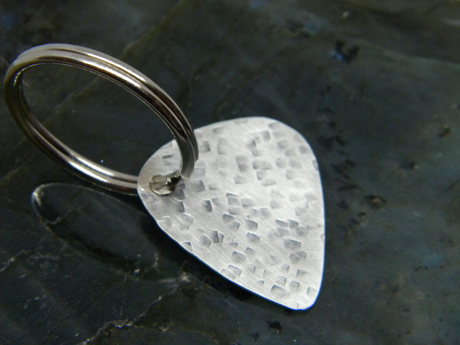 Guitar Pick Key Ring in Recycled Sterling Silver - MARTINIJewels