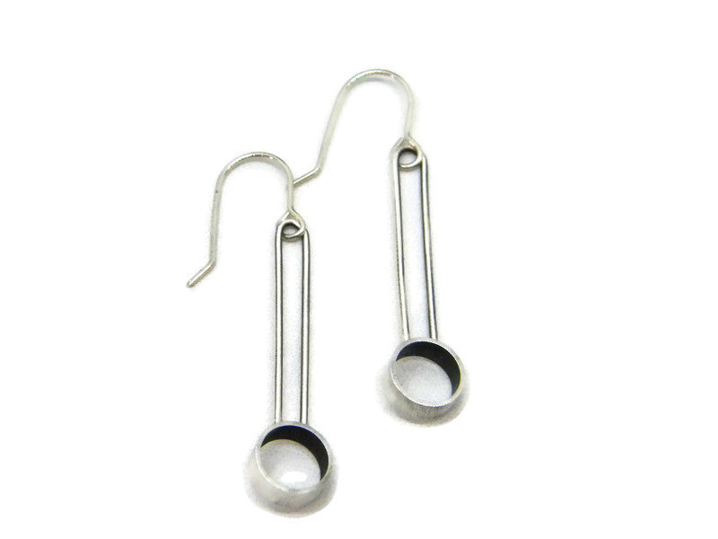 Minimalism Collection - Cylinder Dangle Earring with Oblong Detail - MARTINIJewels
