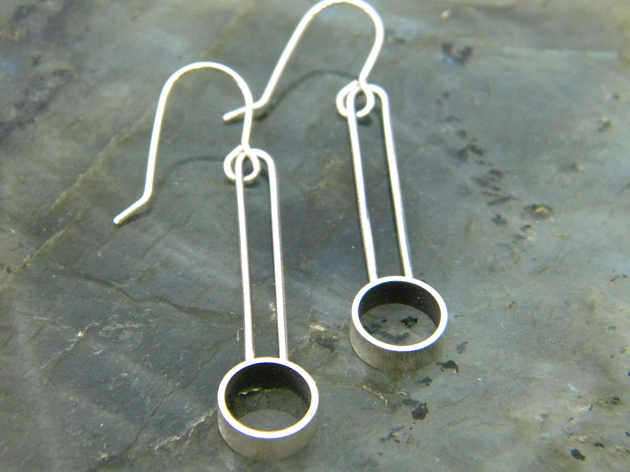 Minimalism Collection - Cylinder Dangle Earring with Oblong Detail - MARTINIJewels