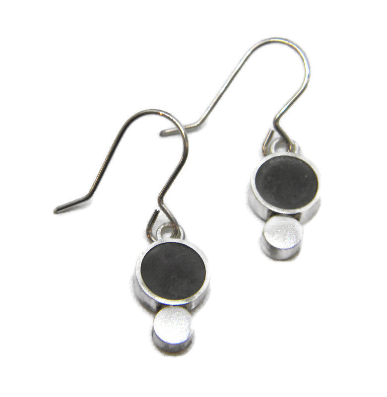 Urban Legend Series - Concrete Hoop Dangle Earrings with Button Detail - V11 - MARTINIJewels