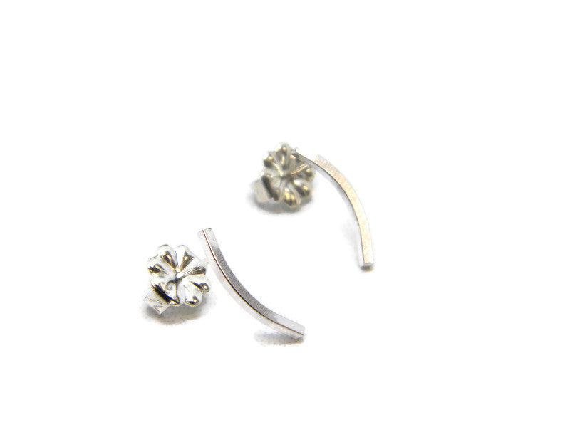 Minimalism Collection - Petite Curved Bar Earrings - MARTINIJewels