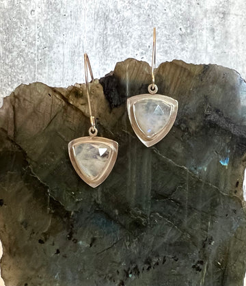 One of a Kind - Moonstone Shield Earrings - MARTINIJewels