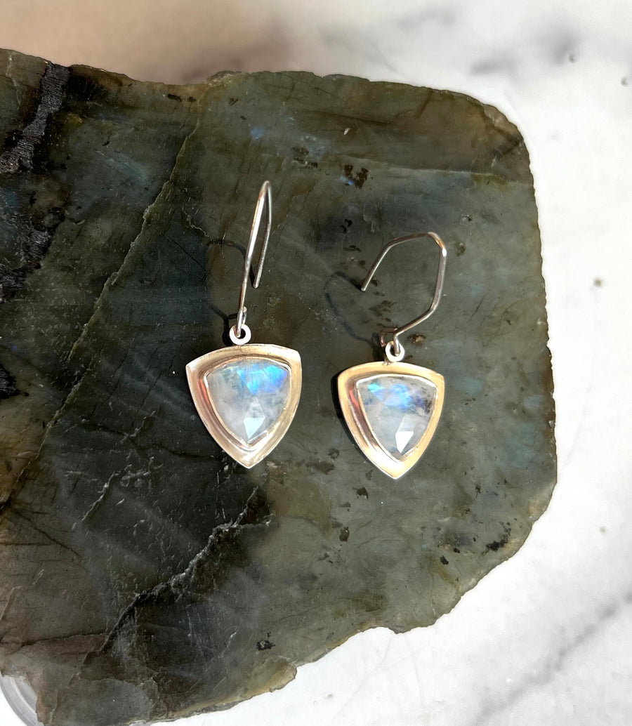 One of a Kind - Moonstone Shield Earrings - MARTINIJewels