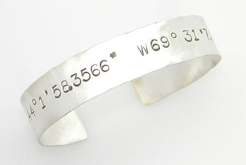 Sterling Silver Latitude and Longitude Coordinates Cuff - MARTINIJewels