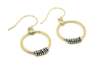 Coils Collection - Gold Hoop Earrings with Oxidized Silver Coils - MARTINIJewels