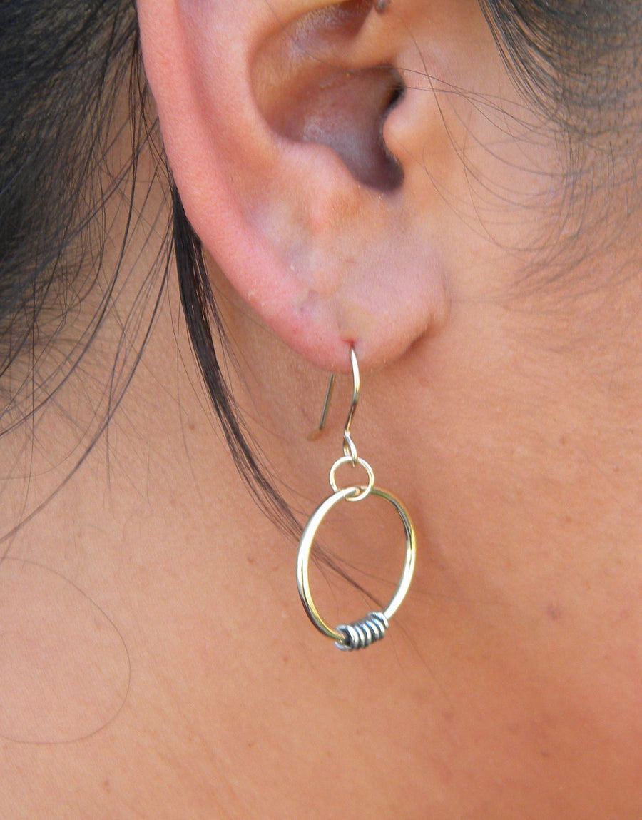 Coils Collection - Gold Hoop Earrings with Oxidized Silver Coils - MARTINIJewels