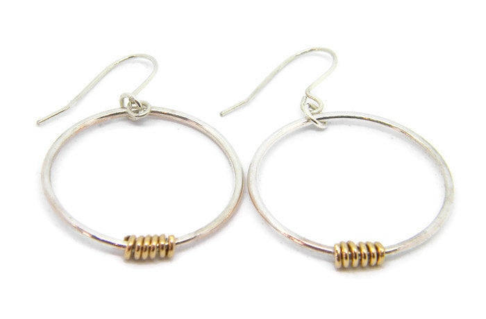 Coils Collection - Recycled Sterling Silver Hoop Earrings with Gold Coils - MARTINIJewels